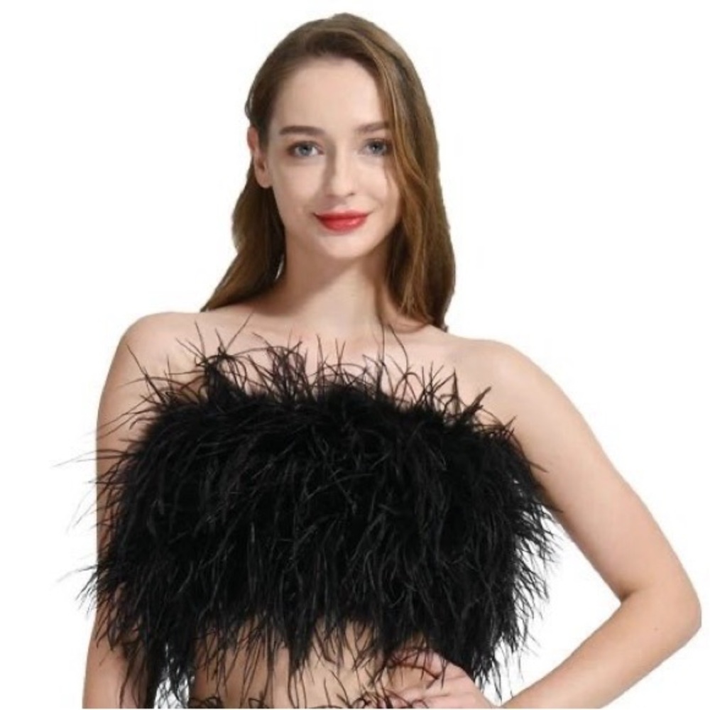 Handmade Ostrich Feather Crop Top